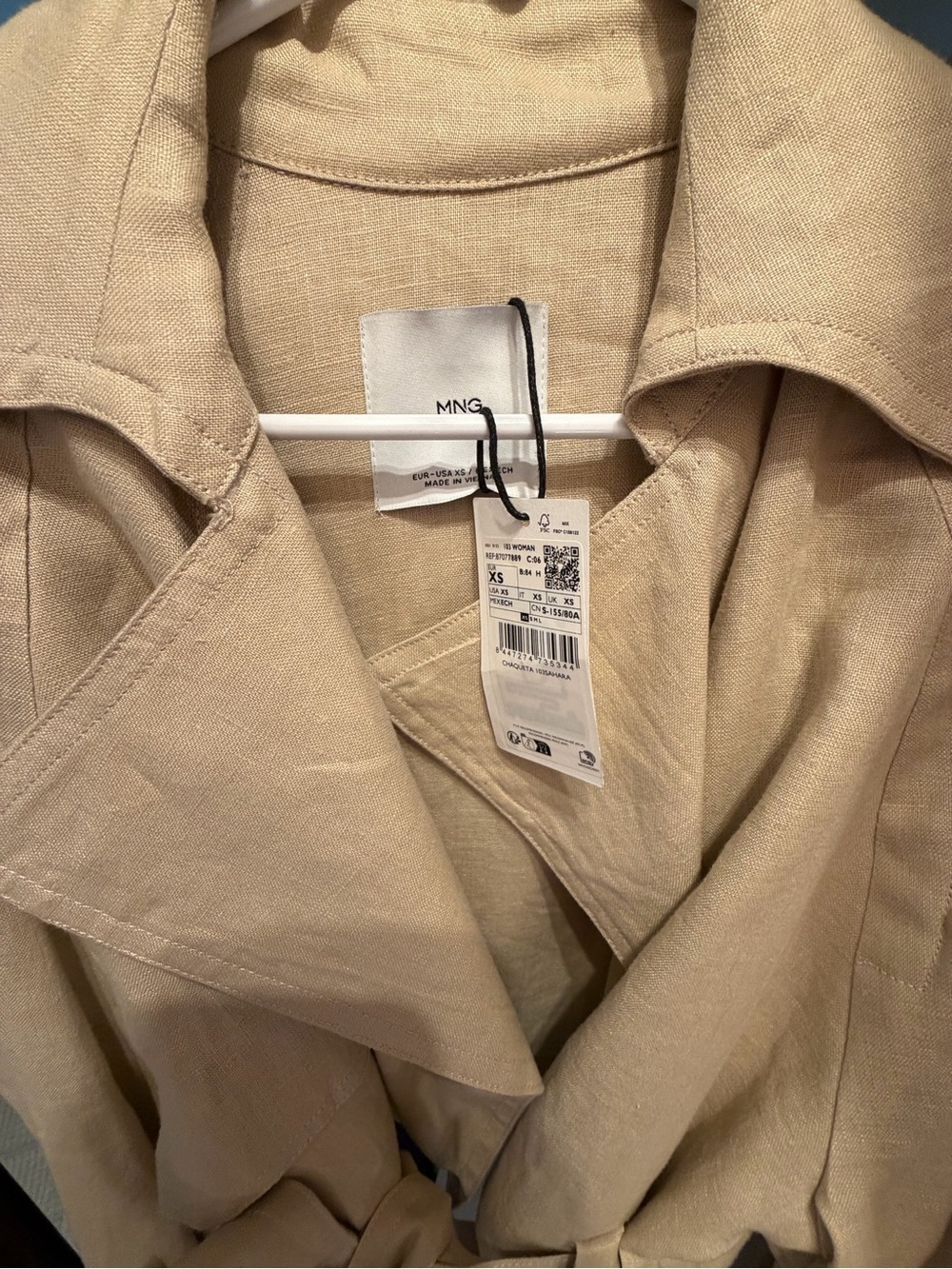 NWT Mango Linen Jacket with Belt - XS - Picture 10 of 10